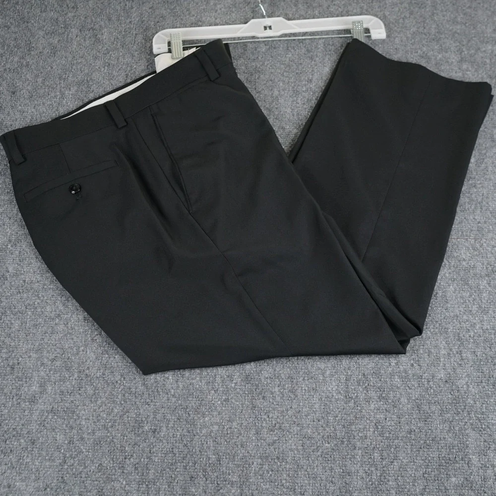 Alan‎ Flusser Golf Pants Mens 36x30 Black Flat Front Performance Trousers